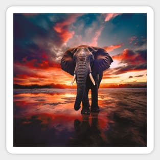 Elephant at Sunset Sticker